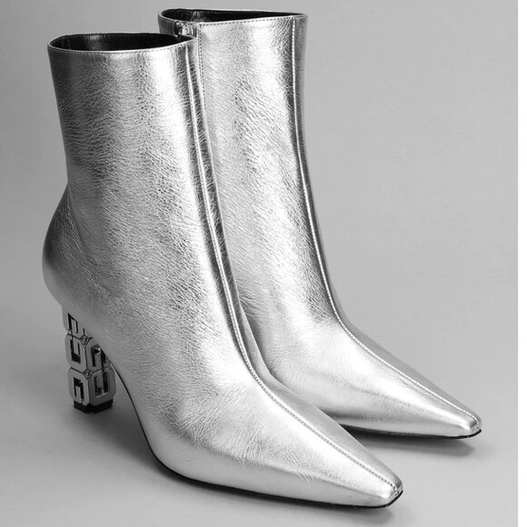 NIB$1375 Givenchy G Cube Metallic High Heels Point Toe Ankle Booties 37.5 7.5 - Picture 3 of 16
